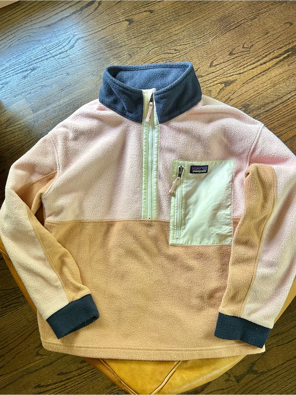 Patagonia Pink & Black Colorblock Quarter-Zip Fleece Pullover